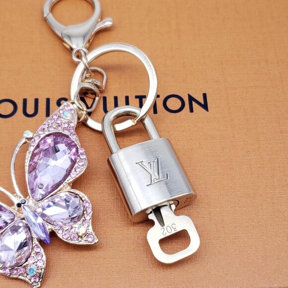 Authentic Louis Vuitton Gold Lock & Box w/ Unbranded Butterfly Bagcharm - Picture 3 of 8